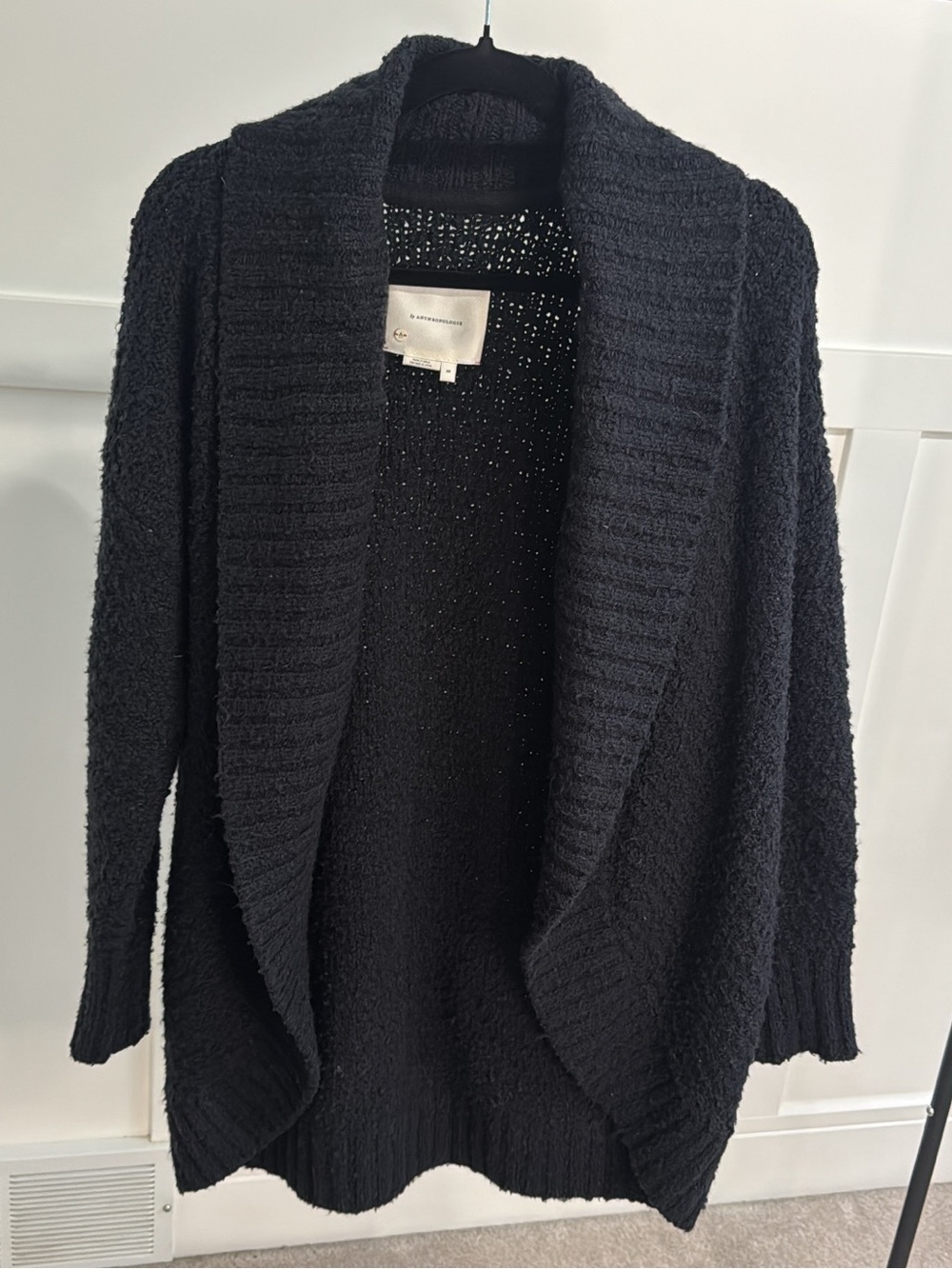 Anthropologie Chunky Open-Front Shawl Collar Cardigan - Black